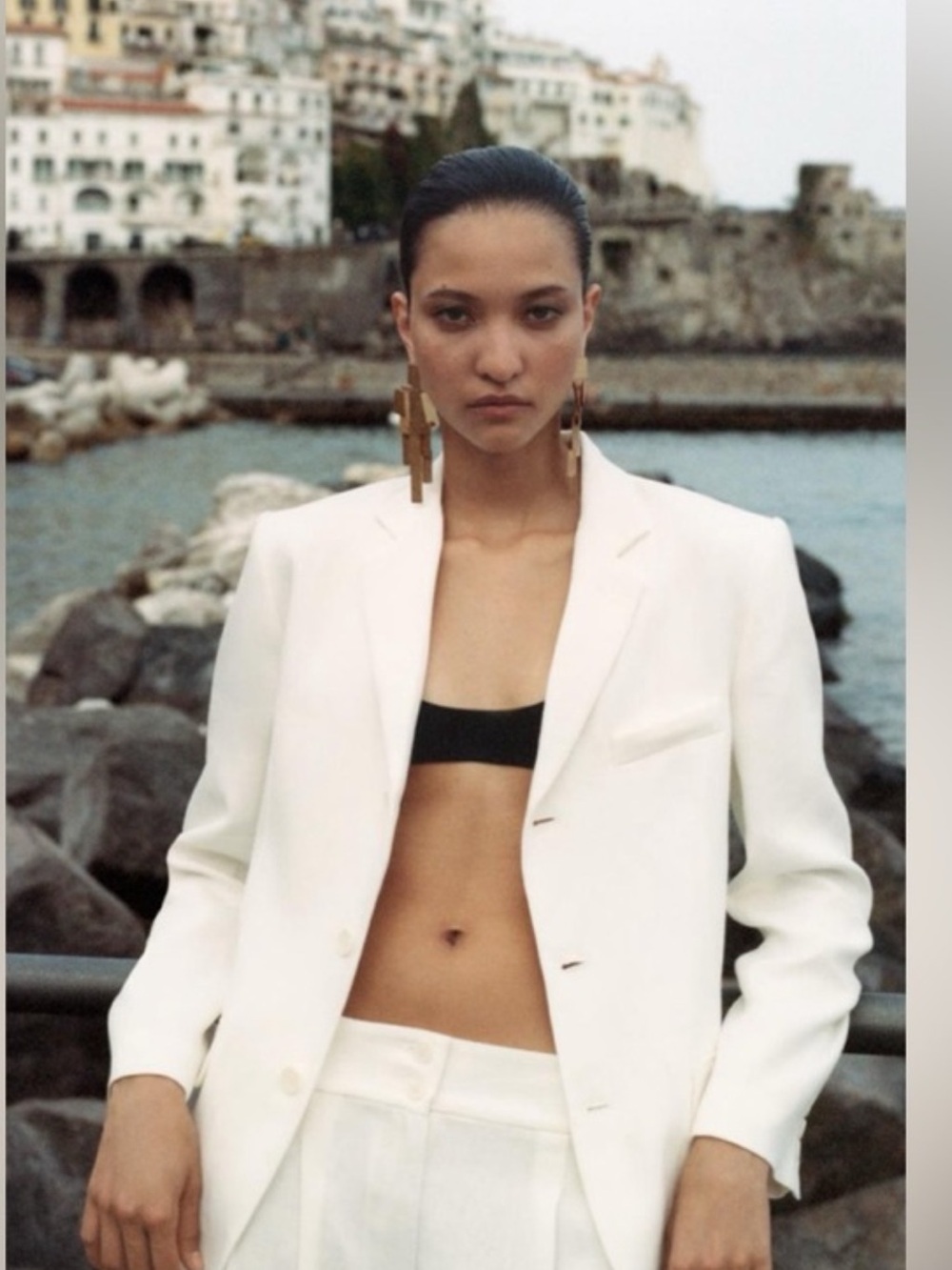 Zara White Tailored Blazer